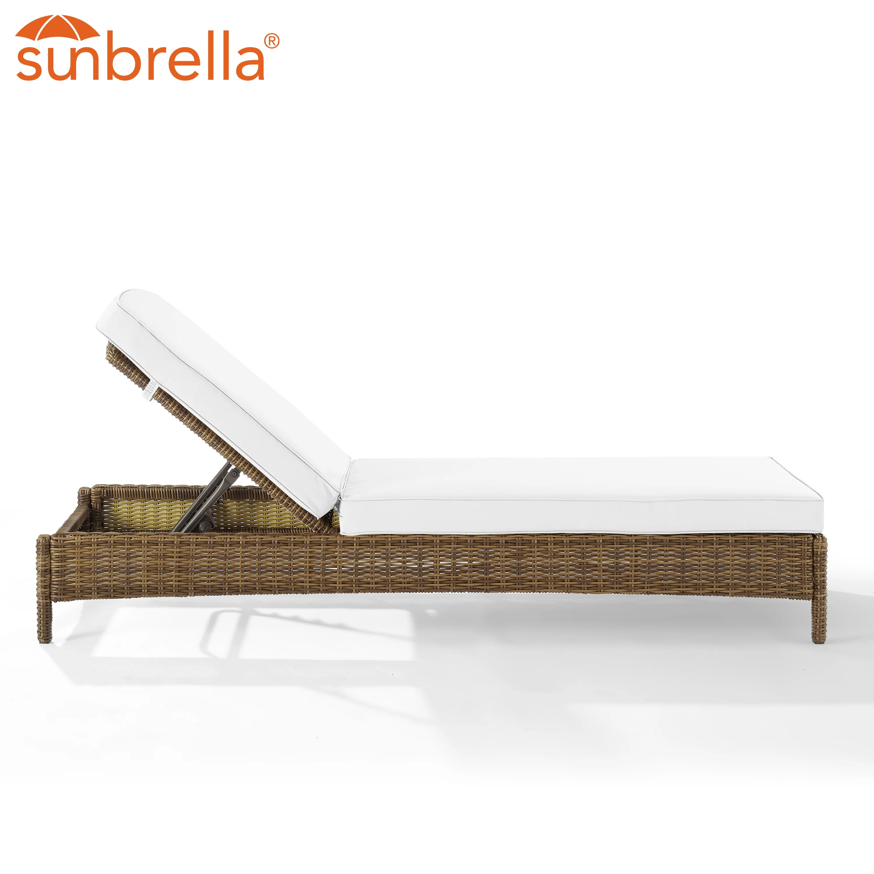 Crosley Furniture Bradenton Fabric Outdoor Chaise Lounge in White/Brown