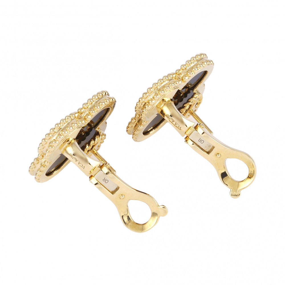 Van Cleef & Arpels Magic Alhambra Earrings 18K Yellow Gold Onyx VCARA44300