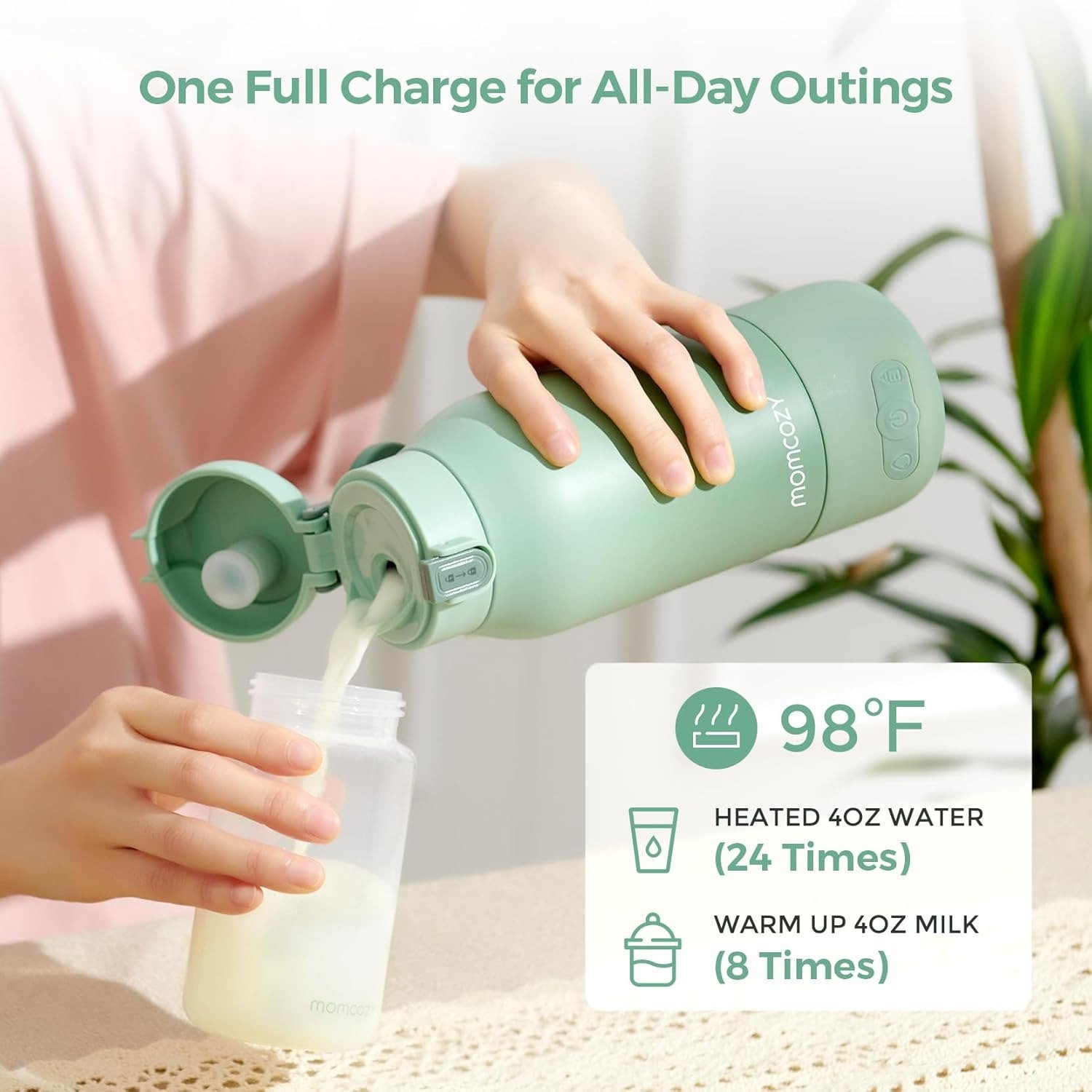 Portable Bottle Warmer for Travel – Dual Heating Modes for Breast Milk & Water, Portable Milk Warmer with Fast Heating & Long Battery Life, 17 Ounces Large Capacity to Meet Your All-Day Needs