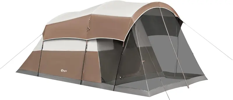 PORTAL Family Camping Tent (6/8/10-Person) – Tunnel Style with Screen Room, Water-Resistant Fabric, Rainfly Included