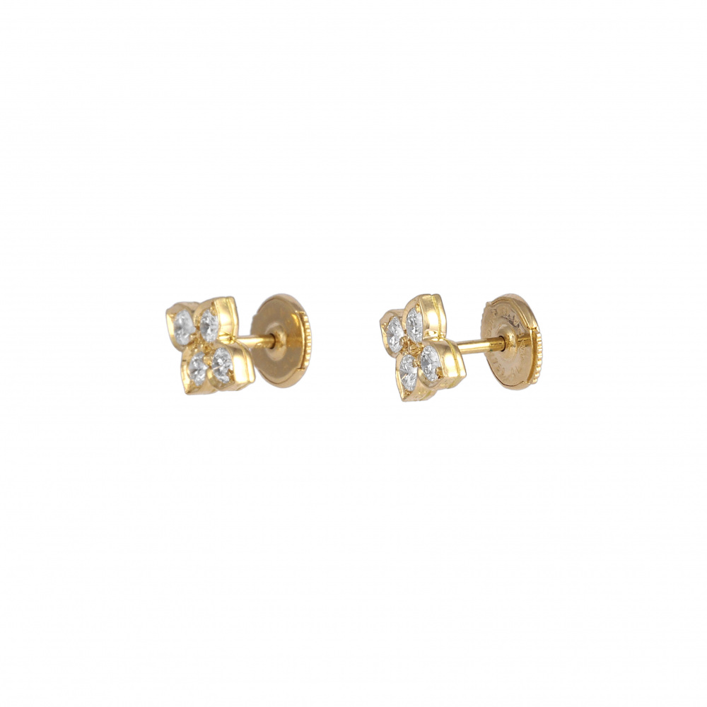 Cartier Hindu K18YG Yellow Gold Earrings Diamond