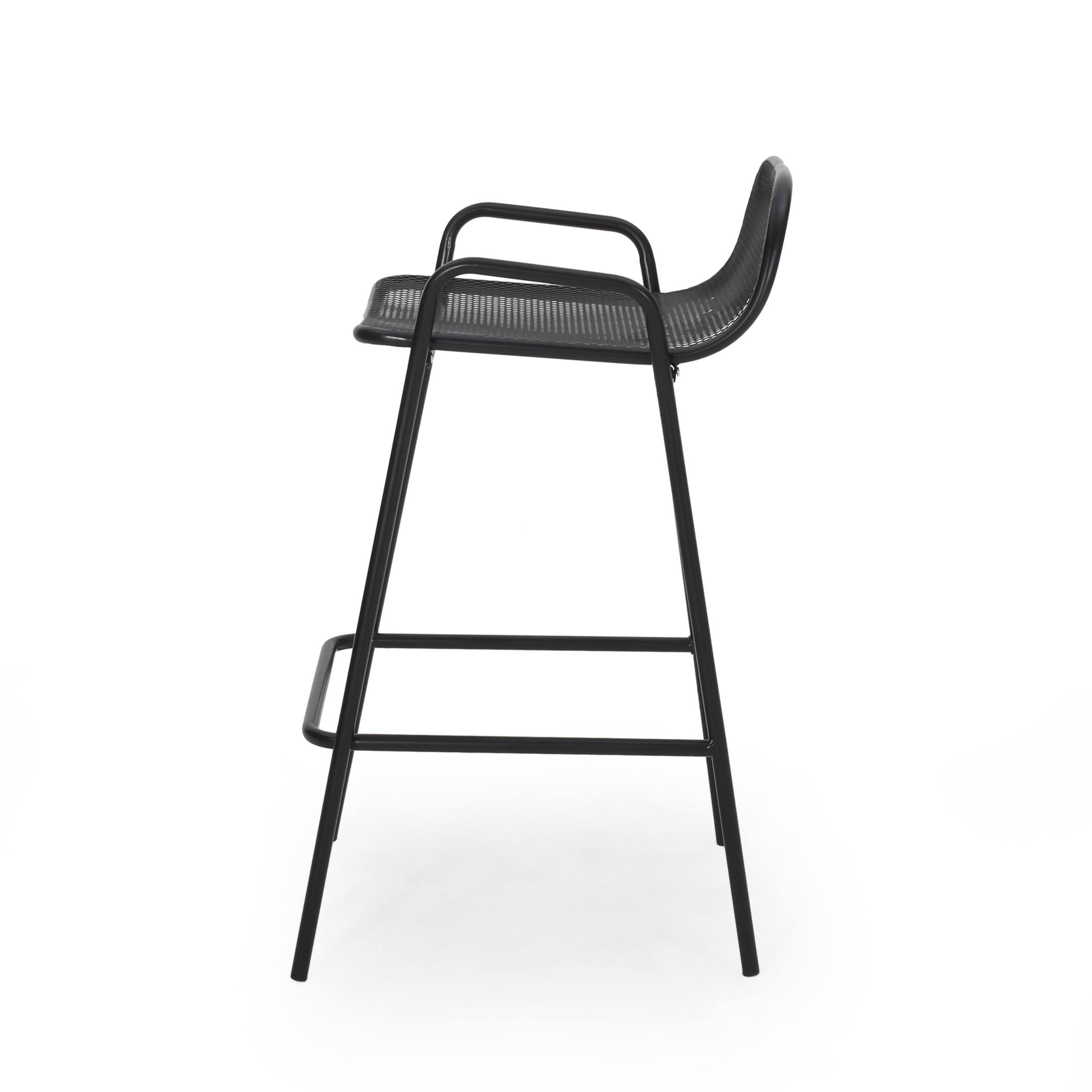 Linda Modern Iron Barstool (Set of 2) Matte Black