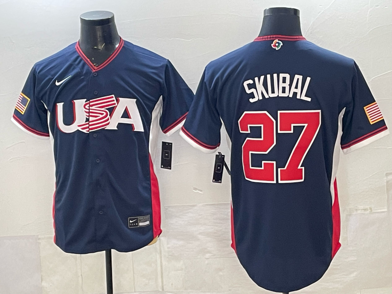 Men's USA Baseball Tarik Skubal #27 Navy 2026 World Baseball Classic Stadium Jersey
