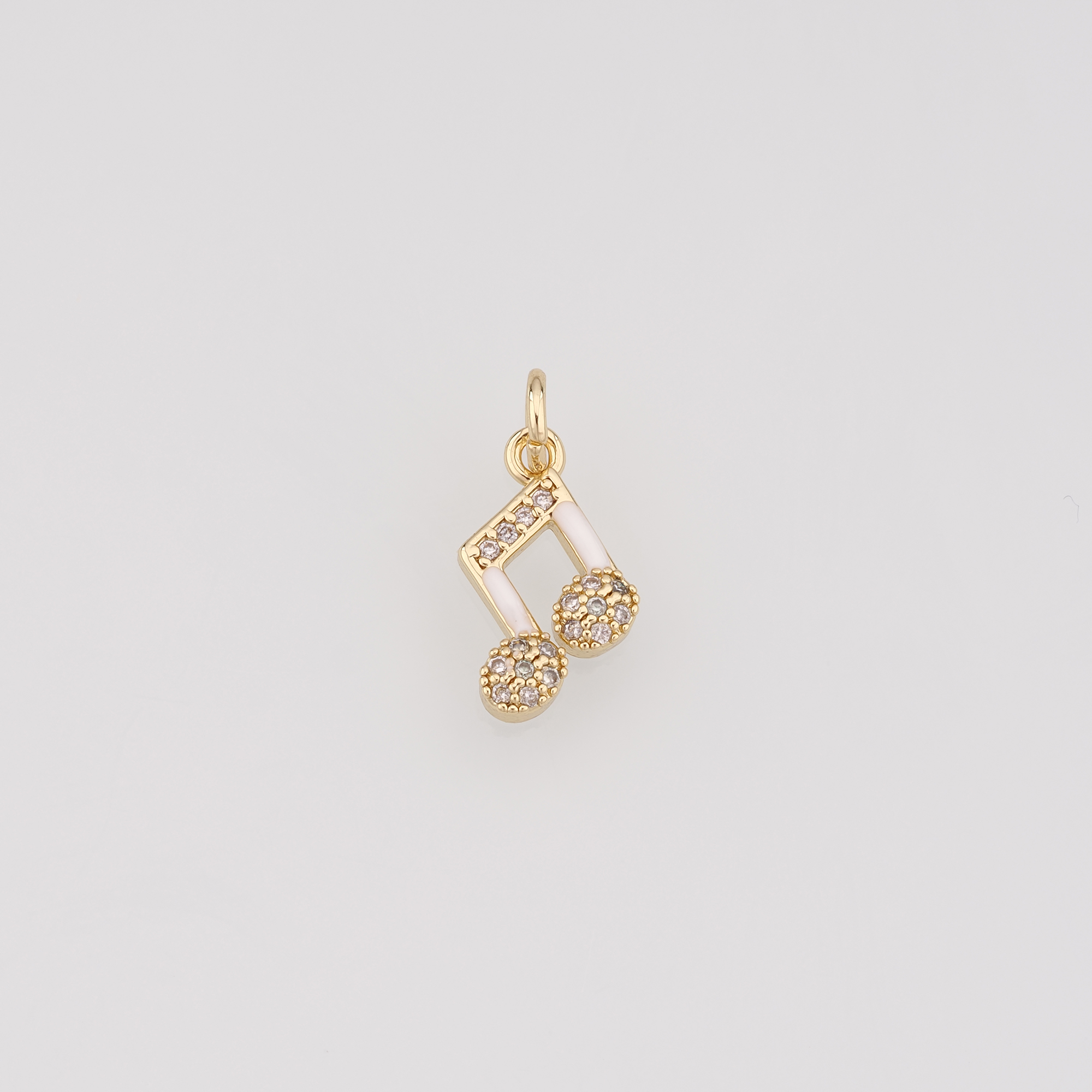 18K Gold Filled Musical Note Pendant,CZ Micro Pave Music Charm Earrings Necklace for DIY Jewelry Making Supply
