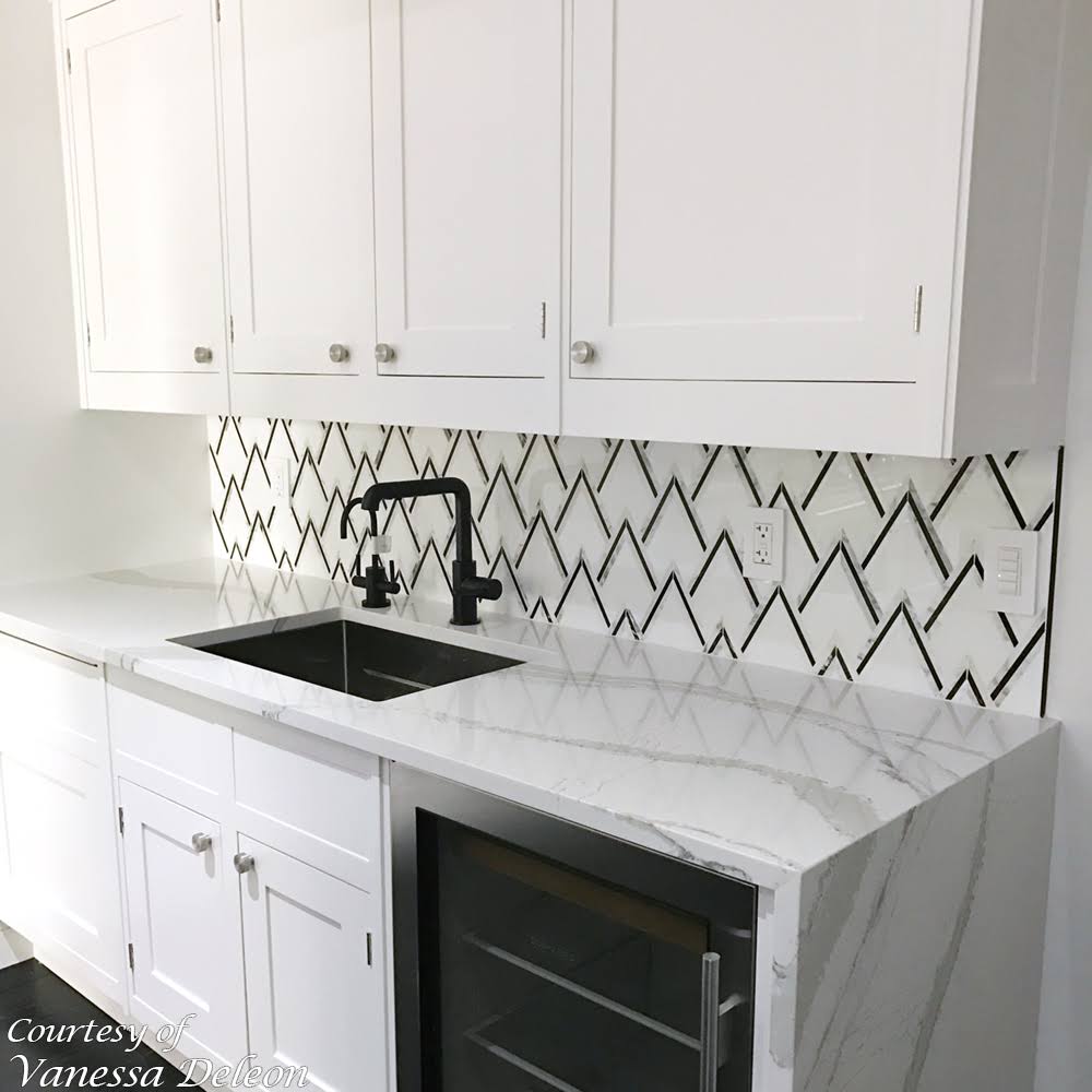 Ogee 4x22 x 5.5x22 Chevron Mosaic Tile Ivy Hill Tile Black/White
