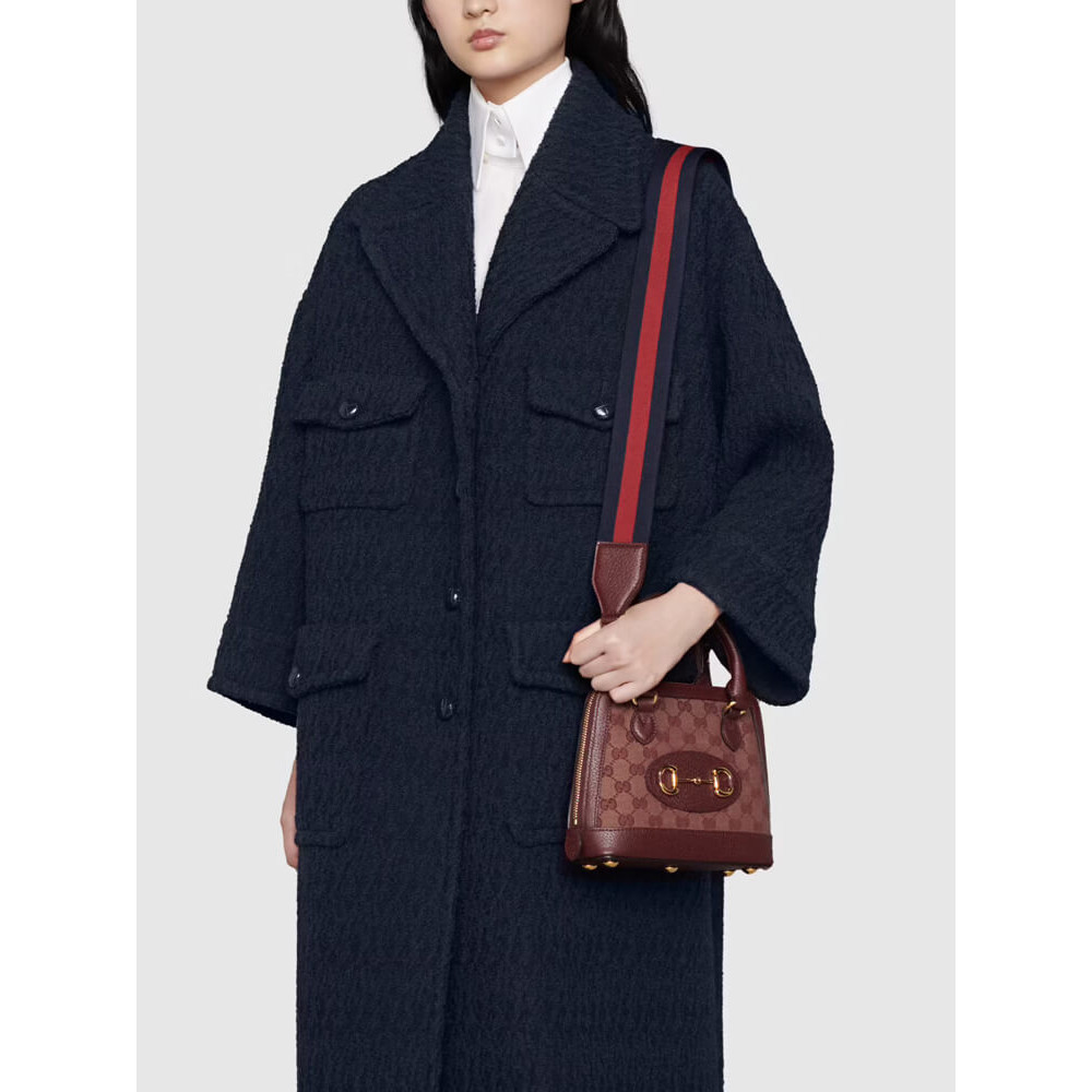 Gucci Horsebit 1955 GG Mini Bag in Burgundy GG Canvas