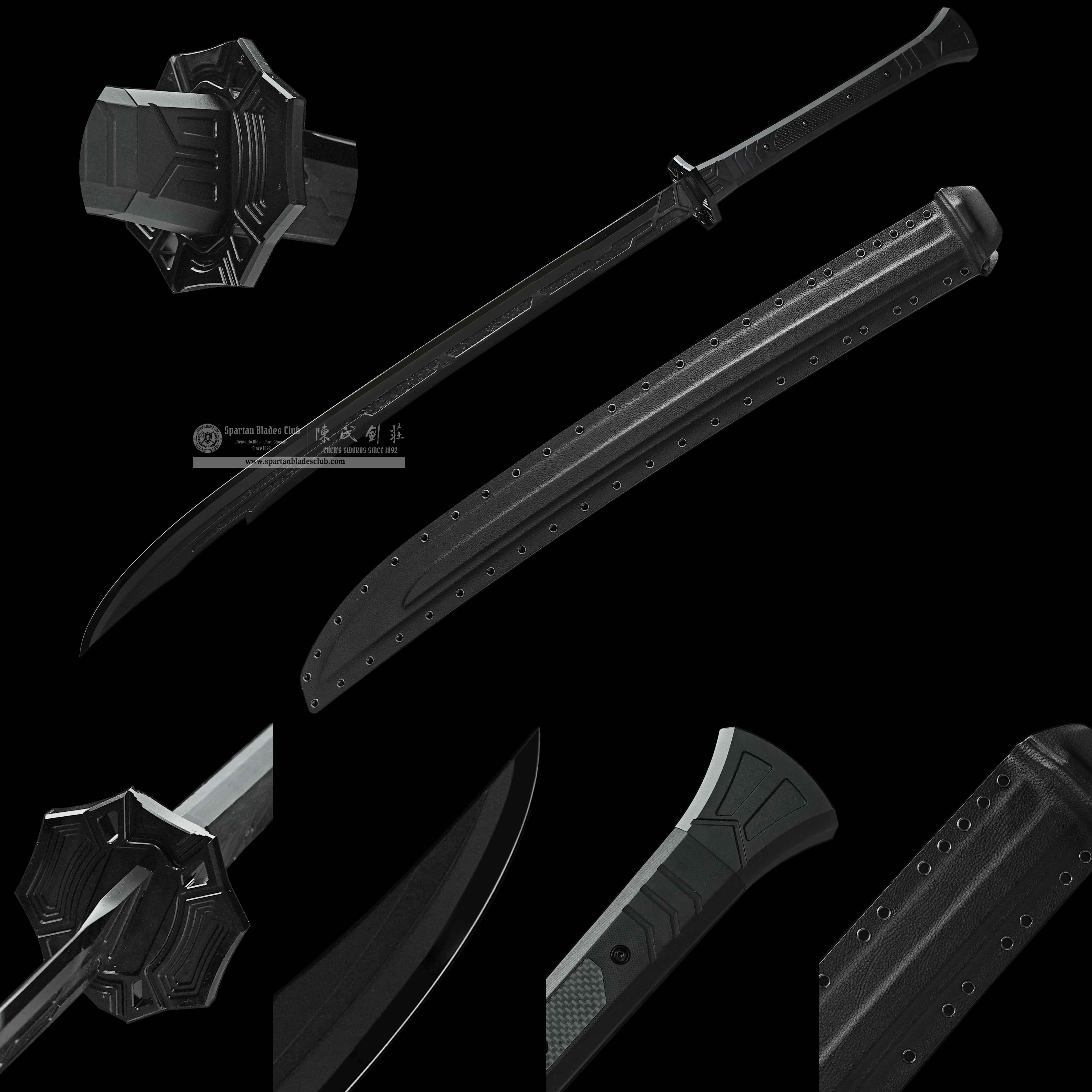 HR01 | Imperial Warden | German 80CrV2 Steel | Two-Tone DLC Gunmetal & Silver | Modern Chinese Imperial Guard Dao (Yanling Saber) | Black | Full Tang | Battle-ready | Spartan Blades Club (陳氏劍莊 CHEN'S SWORDS 1892) - Spartan Blades Club - 陳氏劍莊1892