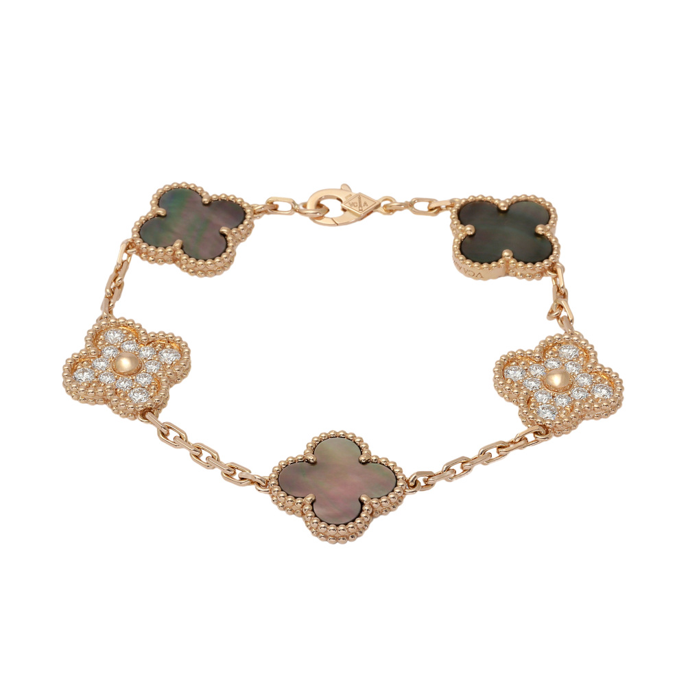 Van Cleef & Arpels Vintage Alhambra 5 Motifs Bracelet 18K Rose Gold VCARP2R100