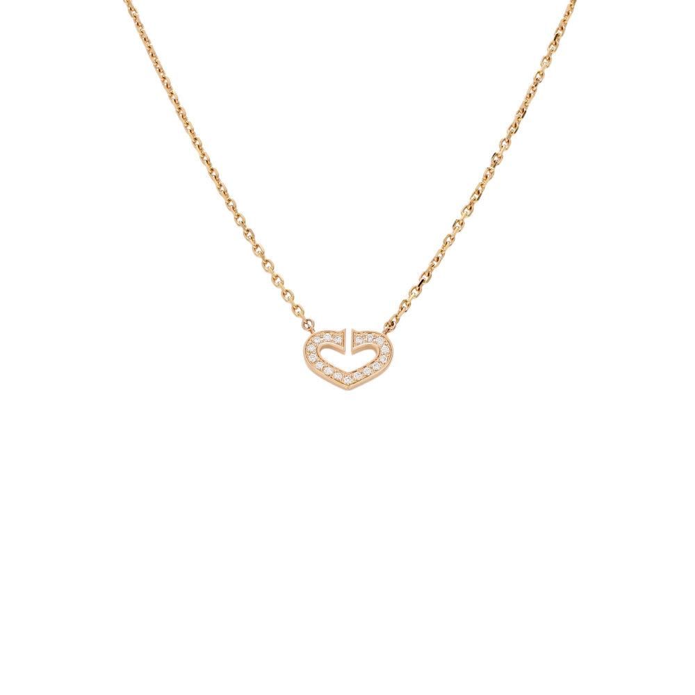 Cartier C Heart Necklace 18K Rose Gold Diamond B7008400