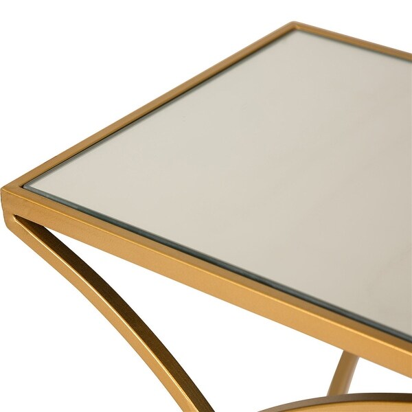 Glitzhome Set of 2 Modern Glam Glass Top Nesting Side Table