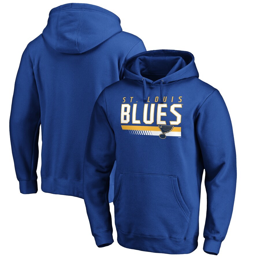 Men's Fanatics Branded Blue St. Louis Blues Staggered Stripe Pullover Hoodie