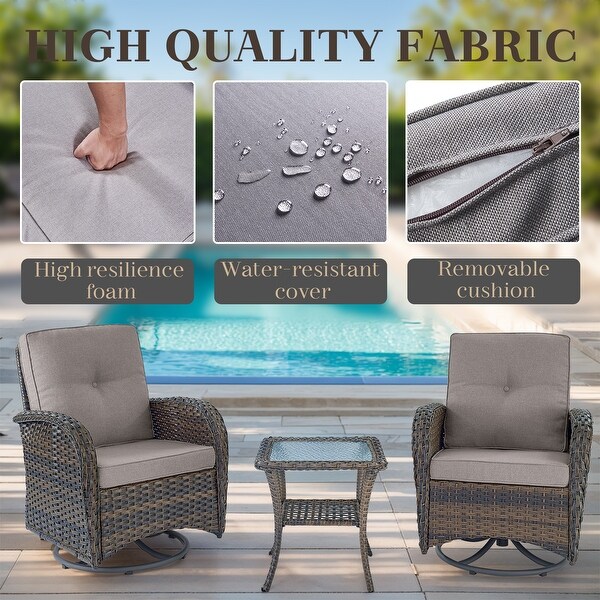 Pocassy Patio Swivel Rocker Chairs with Side Table