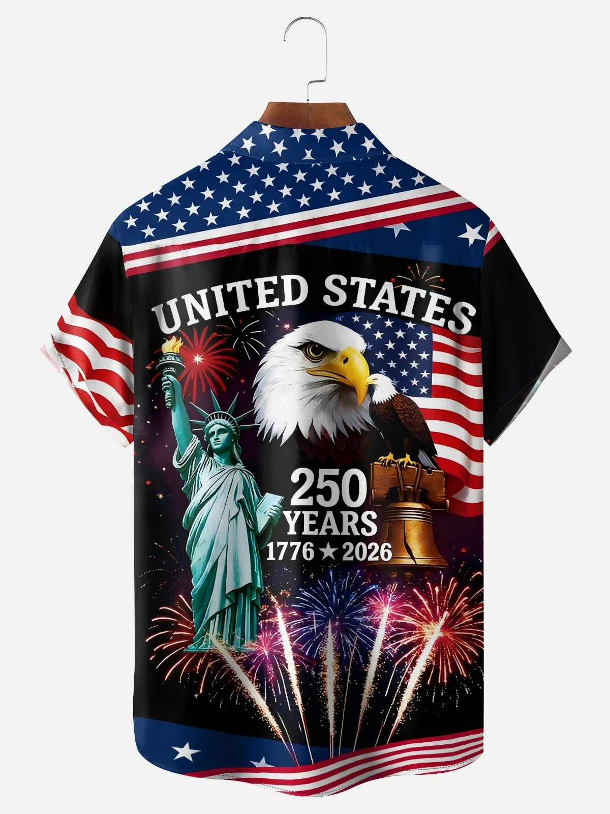 Men's printed shirts U.S. Independence Day Anniversary Flag Floral and Botanical Pattern Hawaiian Shirt
