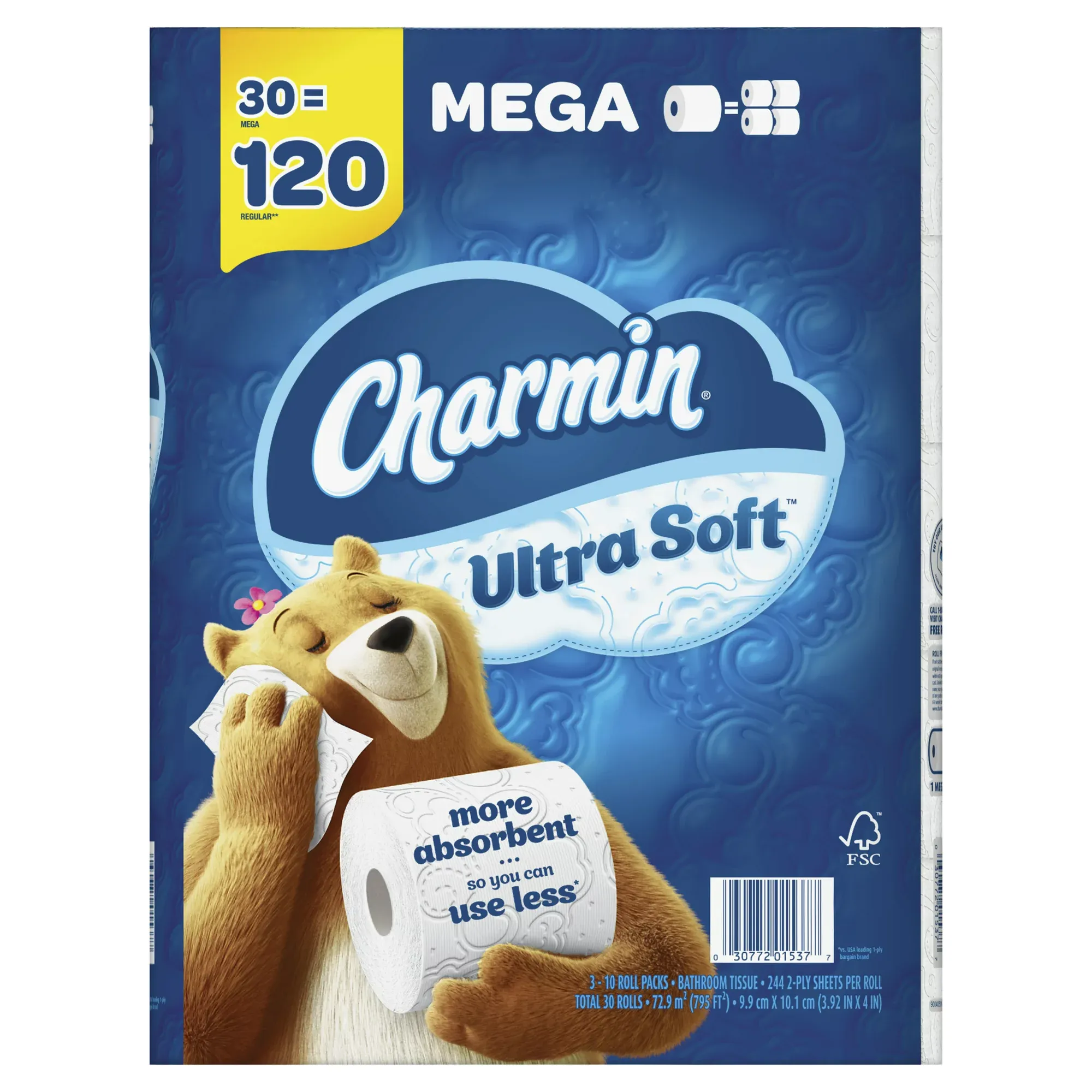 Charmin Ultra Soft Toilet Paper Mega Roll, 244 Sheets Per Roll, 30 Count