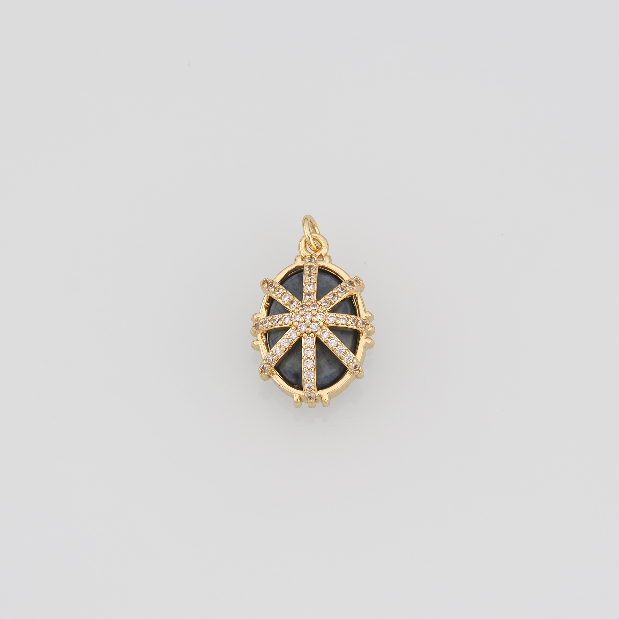 18K Gold Filled Oval Pendant,Natural Stone Charm Earrings Necklace for DIY Jewelry Making Supply