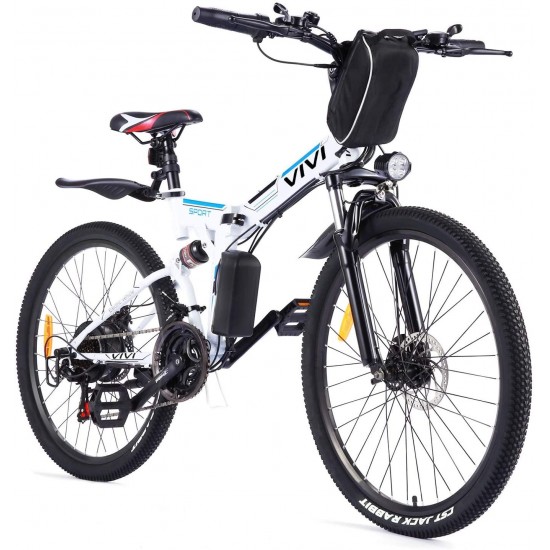 Folding Electric Bike Electric Mountain Bicycle 26″ Lightweight 350W Ebike, Electric Bike for Adults with Removable 8Ah Lithium Battery,Professional 21 Speed