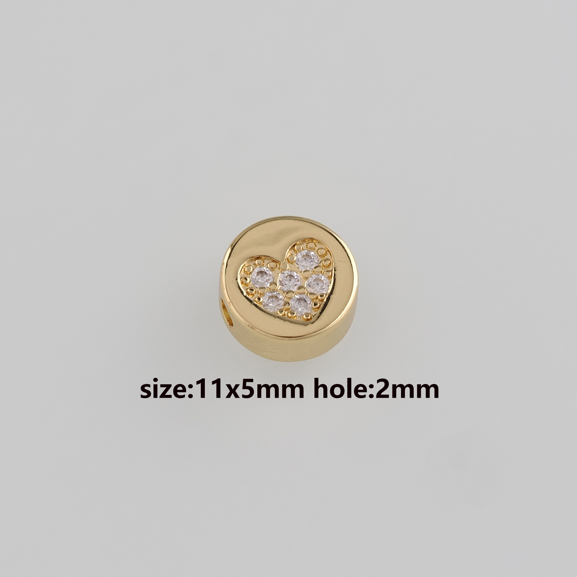 18K Gold Filled Heart Spacer Beads,CZ Micro Pave Heart Bead for Bracelet Jewelry Necklace Making Supply