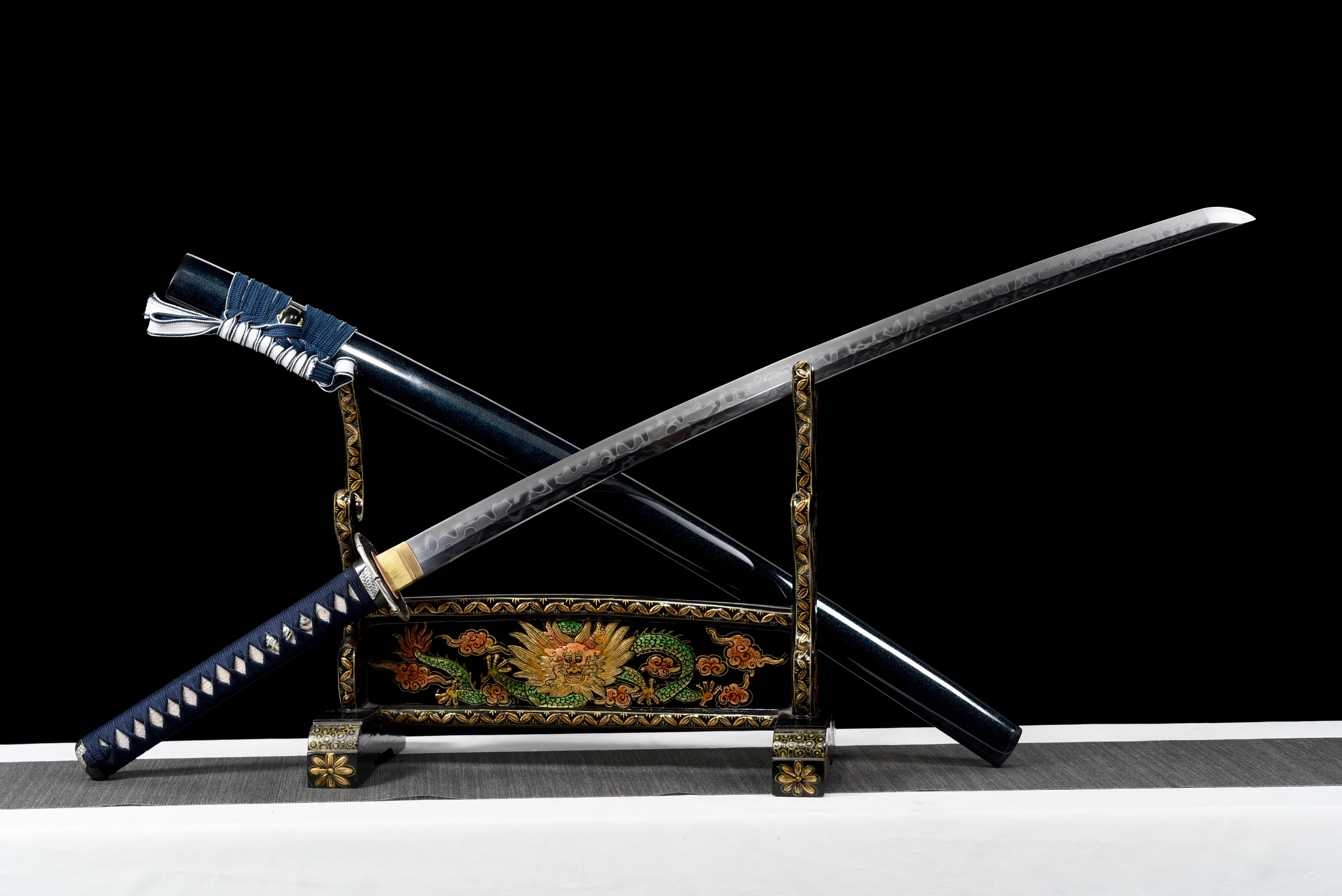 Blue Katana – T10 Clay Tempered Full Hamon (皆烧), Full Tang