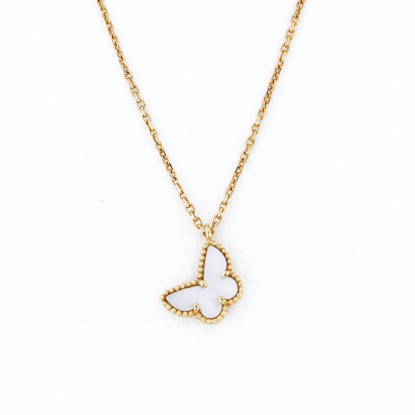 Van Cleef & Arpels Fauna de Papillon Sweet Alhambra Papillon Necklace 18K Yellow Gold Mother of Pearl
