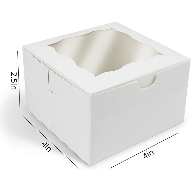 O x27 creme Small Bakery Cake Boxes With Window White Paper Kraft Cardboard Mini Packaging Containers 25 Pack
