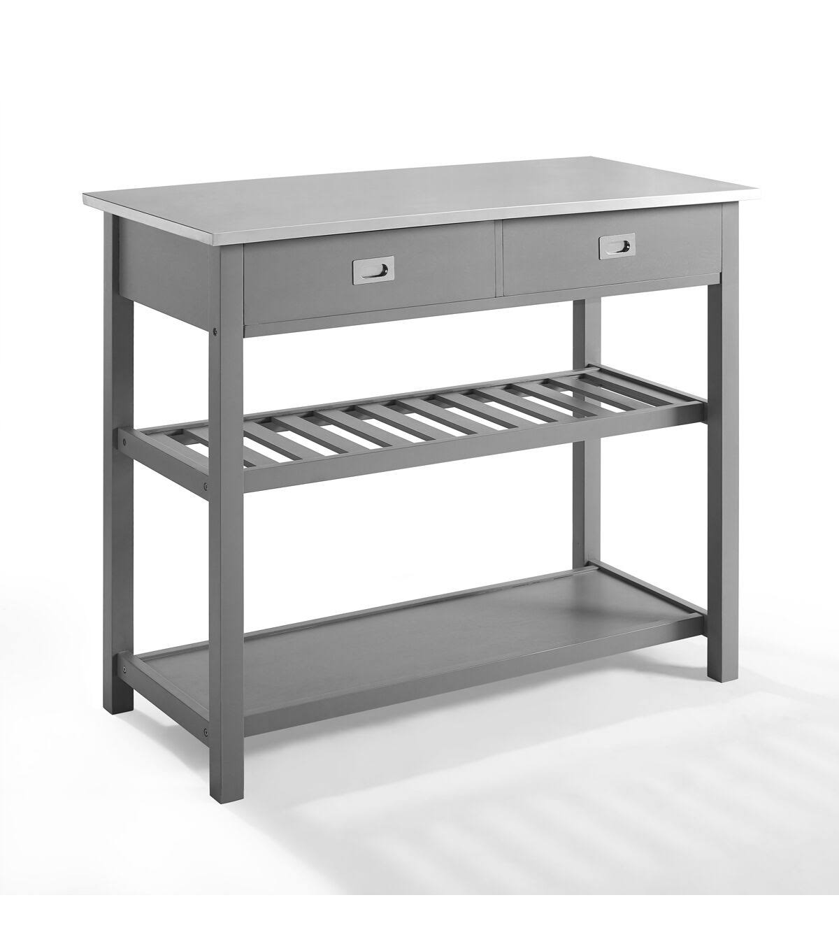 Crosley Chloe Kitchen Island Cart White Stainless Steel Top