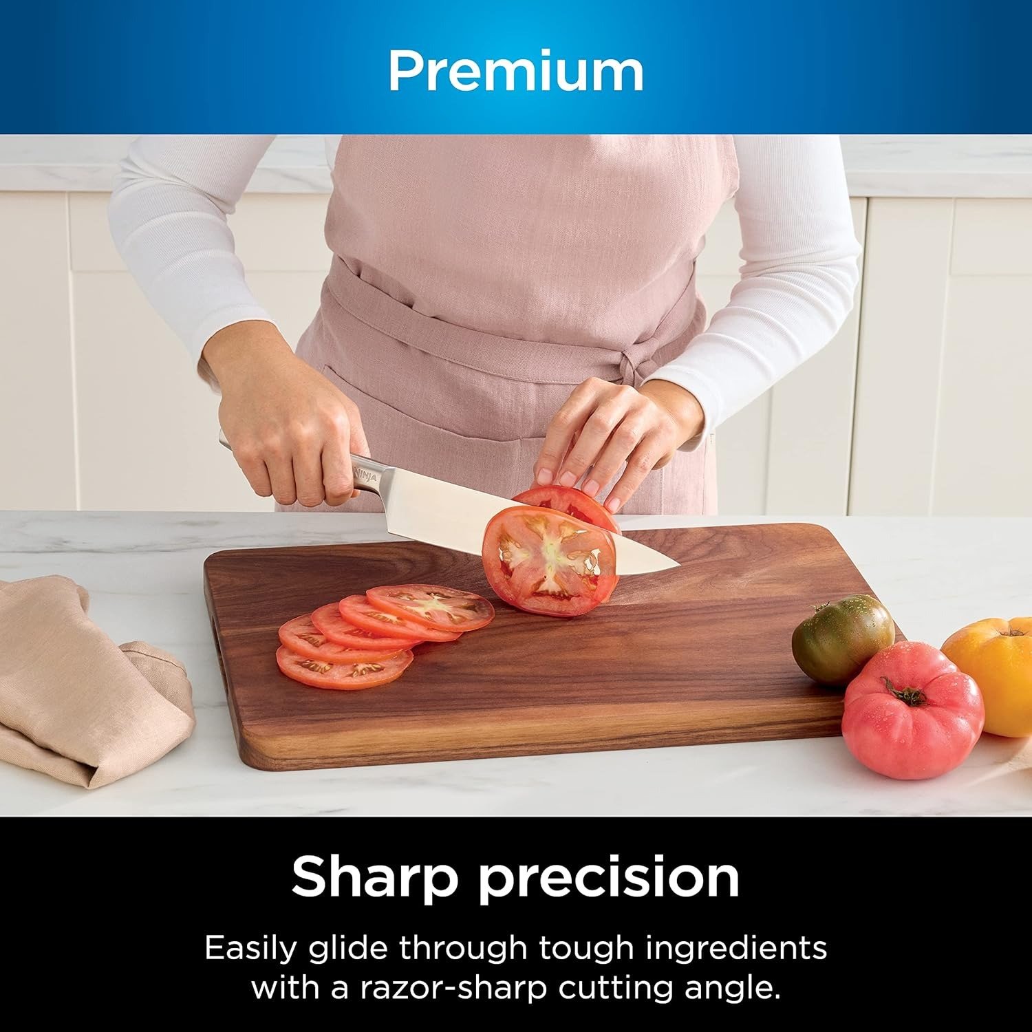 Premium 12-Piece German Stainless Steel Knife System with Built-in Sharpener, Stainless Steel/Black