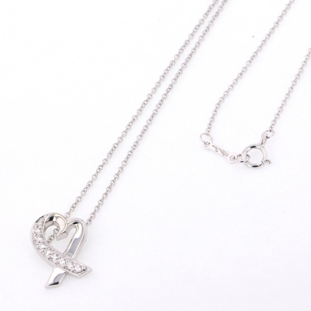 Tiffany & Co. Paloma Picasso Loving Heart Necklace 18K White Gold Diamond