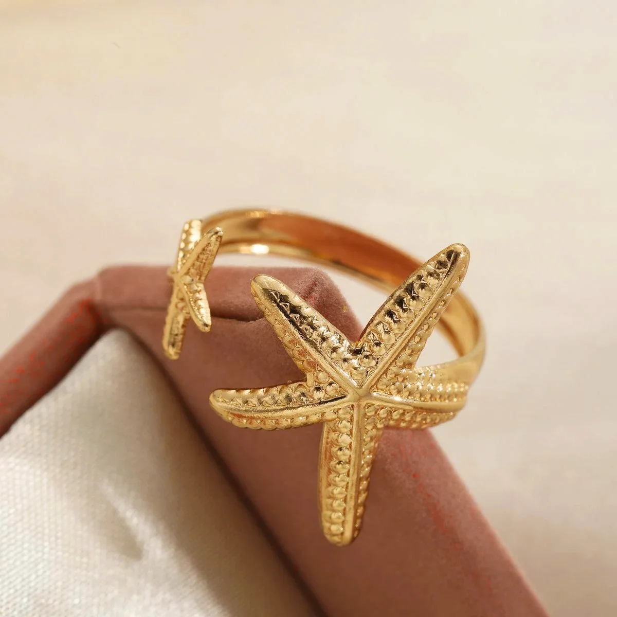 Gold Starfish Open Ring for Women