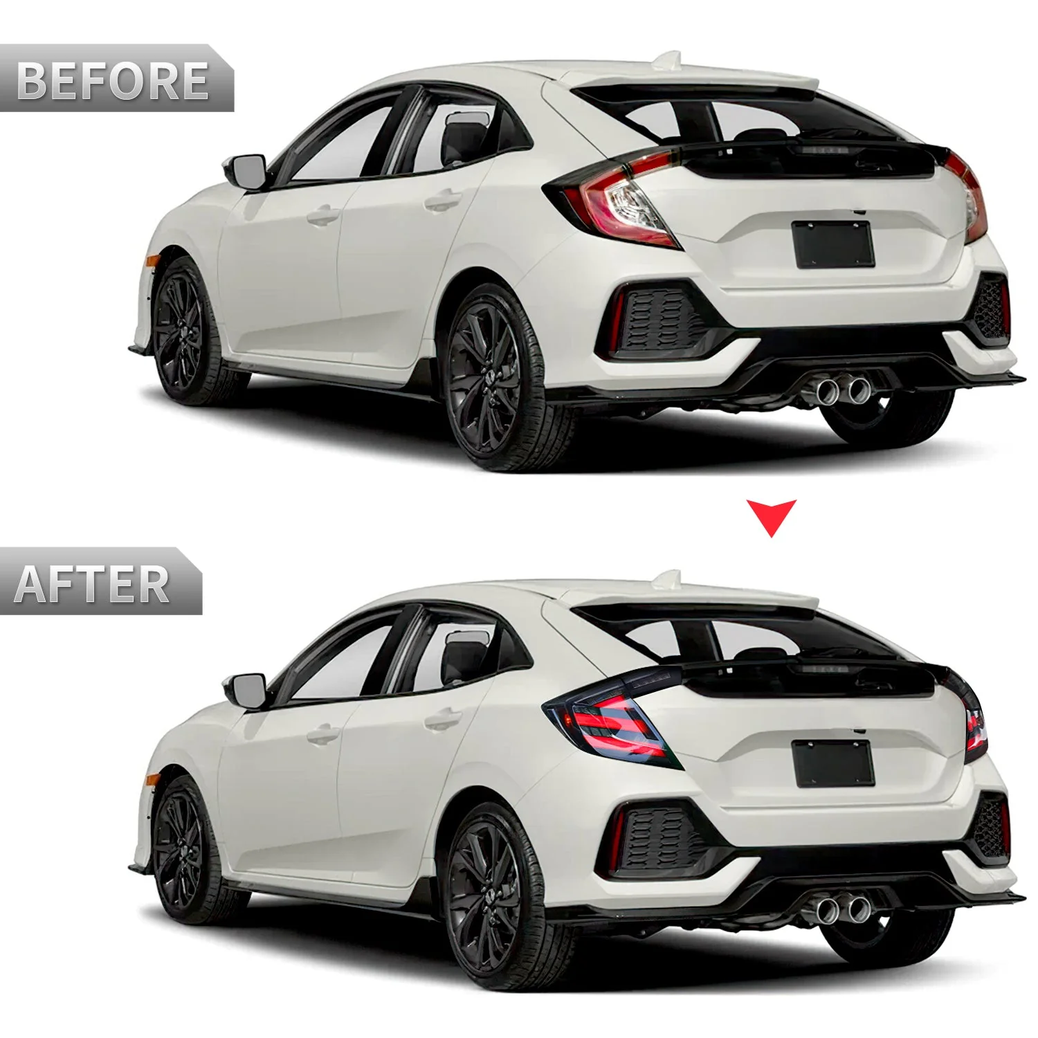 Full LED Tail Lights Assembly For 10th Gen Honda Civic Type R Hatchback 2016-2021
