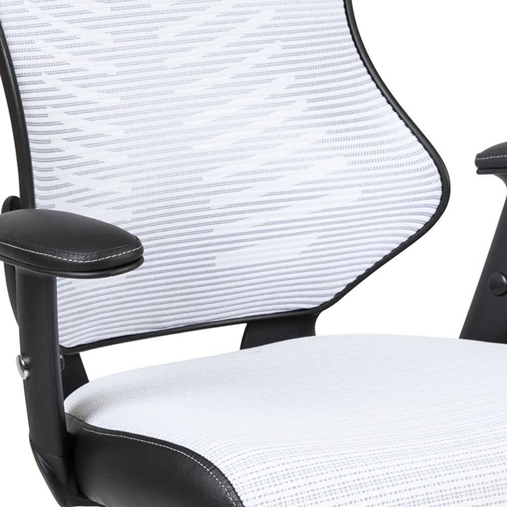 Offex High Back Designer Mesh Executive Swivel Ergonomic Office Chair with Adjustable Arms - White