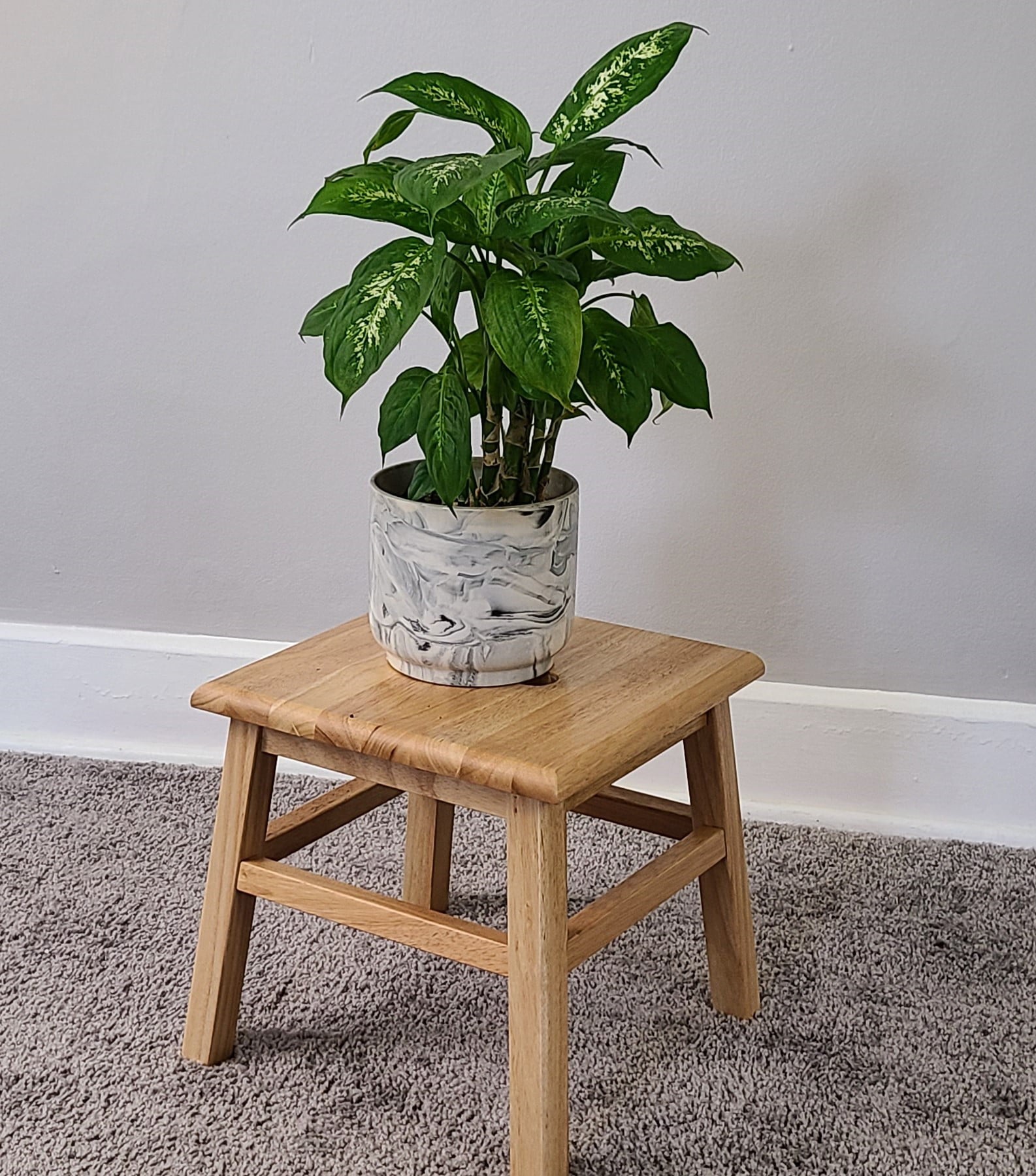 eHemco Solid Hardwood Wooden Step Stool for Adults and Kids, 12.25 Inches Height, Natural