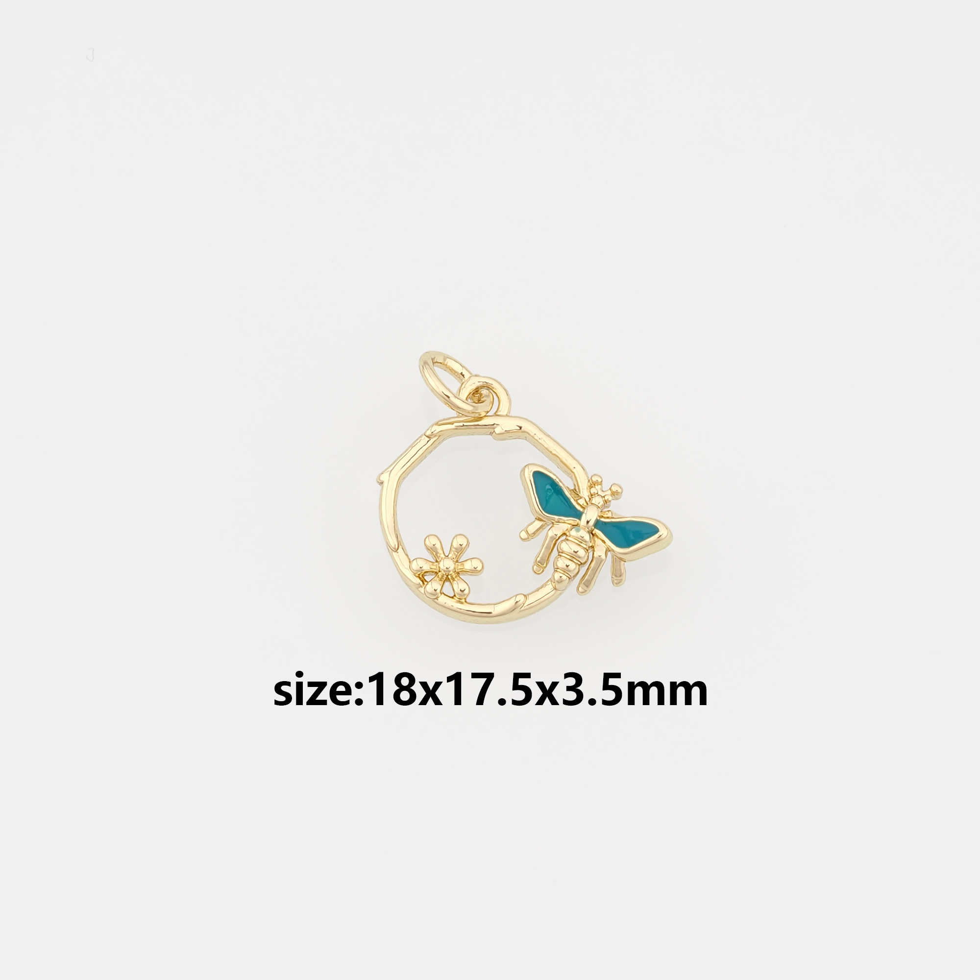 18K Gold Filled Bee Pendant,Enamel Bee Charm Earrings Necklace for DIY Jewelry Making Supply