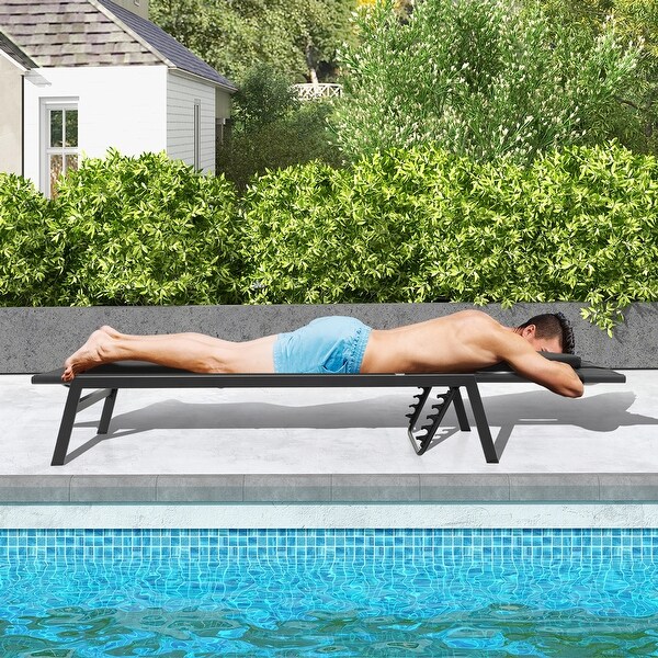 Gymax Patio Sunbathing Lounge Chair w/ Face Hole and Detachable Head