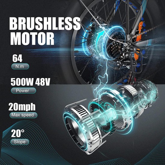 20″ 4.0 Fat Tire Electric Dirt Bikes, 20 inch 48V 500 Watt Adults Electric Bicycles Folding Ebike 12.5Ah 600Wh Battery LCD Display, Electric Beach Cuiser Snow Bike