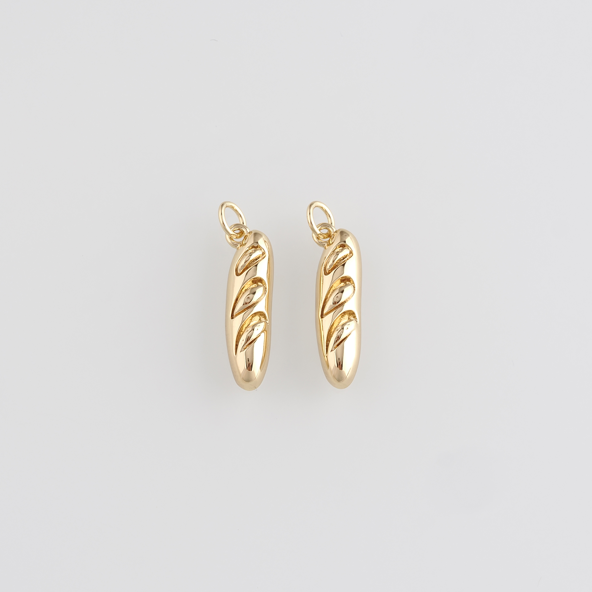 18K Gold Filled French Bread Pendant,Bread Charm Earrings Necklace for DIY Jewelry Making Supply