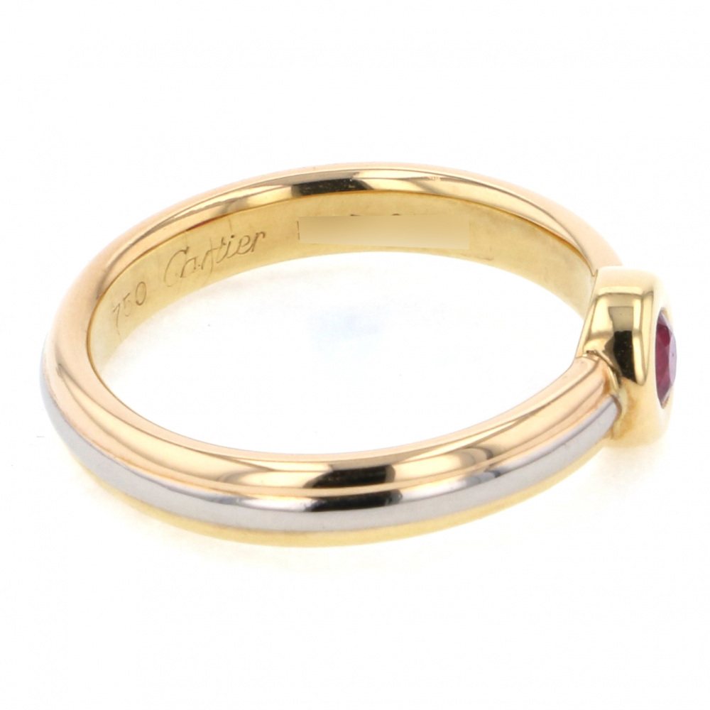 Cartier Three Gold Ruby Ring K18YG Yellow Gold K18WG White Gold K18PG Pink Gold Ring Tri-Gold