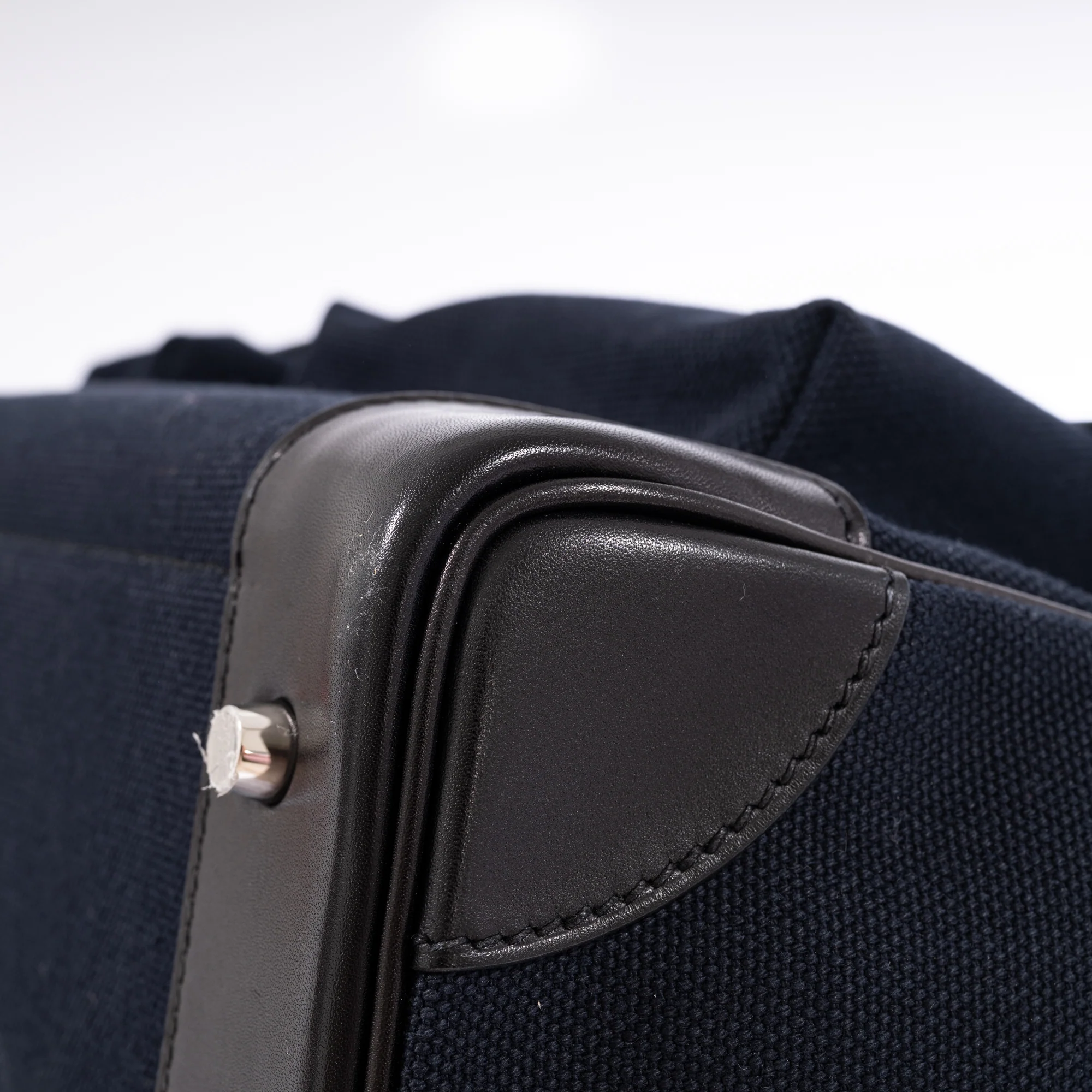 Hermès Cargo HAC Hermès Bleu Marine Toile & Black Box Calf Cargo
