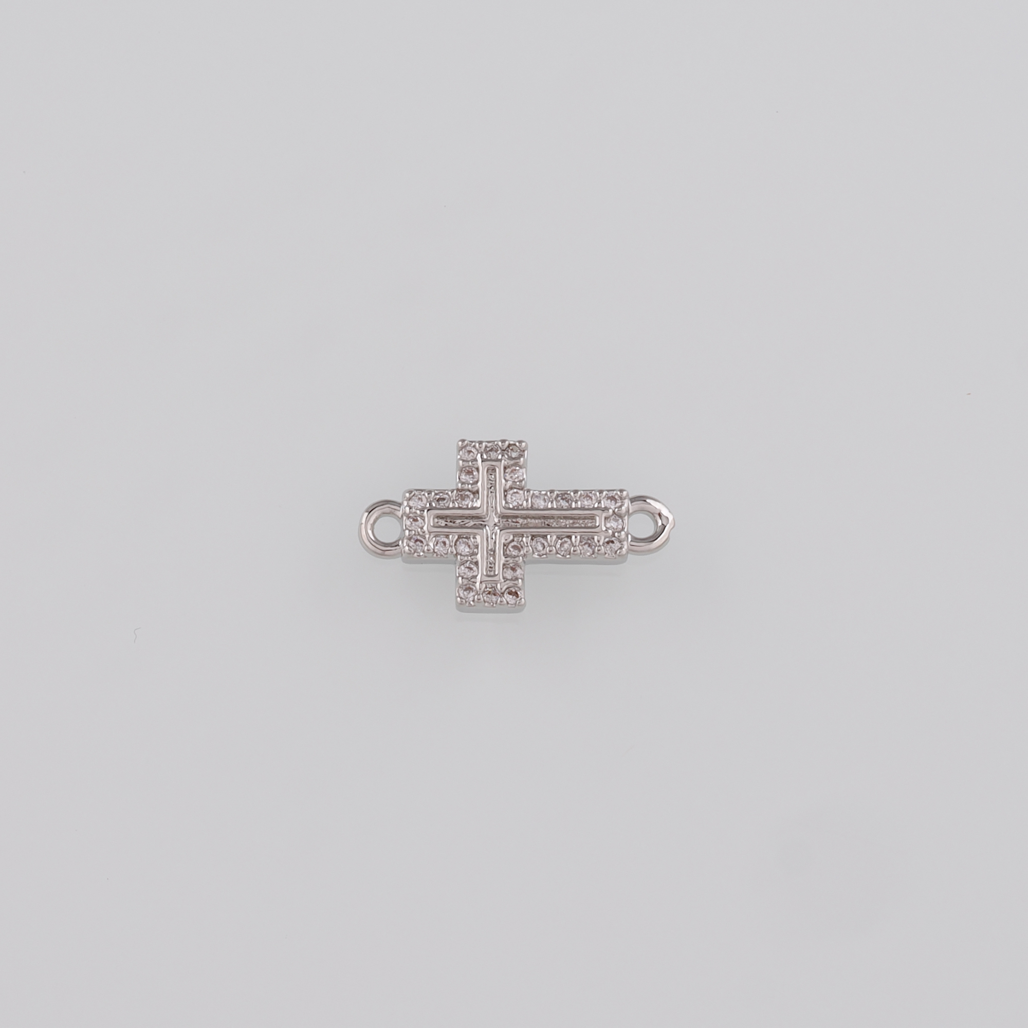 18K Gold Filled Cross Connector,CZ Micro Pave Religious Charm Necklace Bracelet for DIY Jewelry Making Supply
