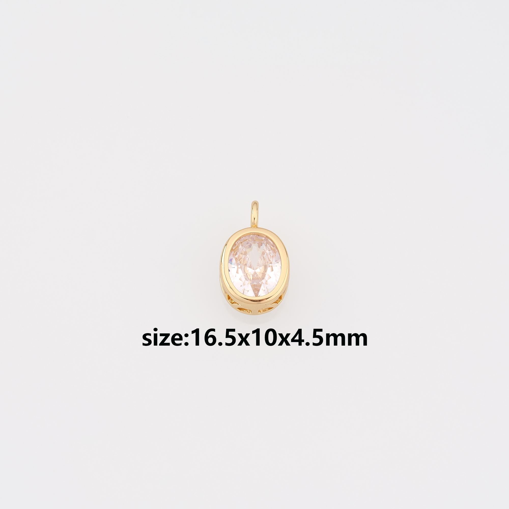 18K Gold Filled Oval Pendant,CZ Micro Pave Oval Charm Earrings Necklace for DIY Jewelry Making Supply