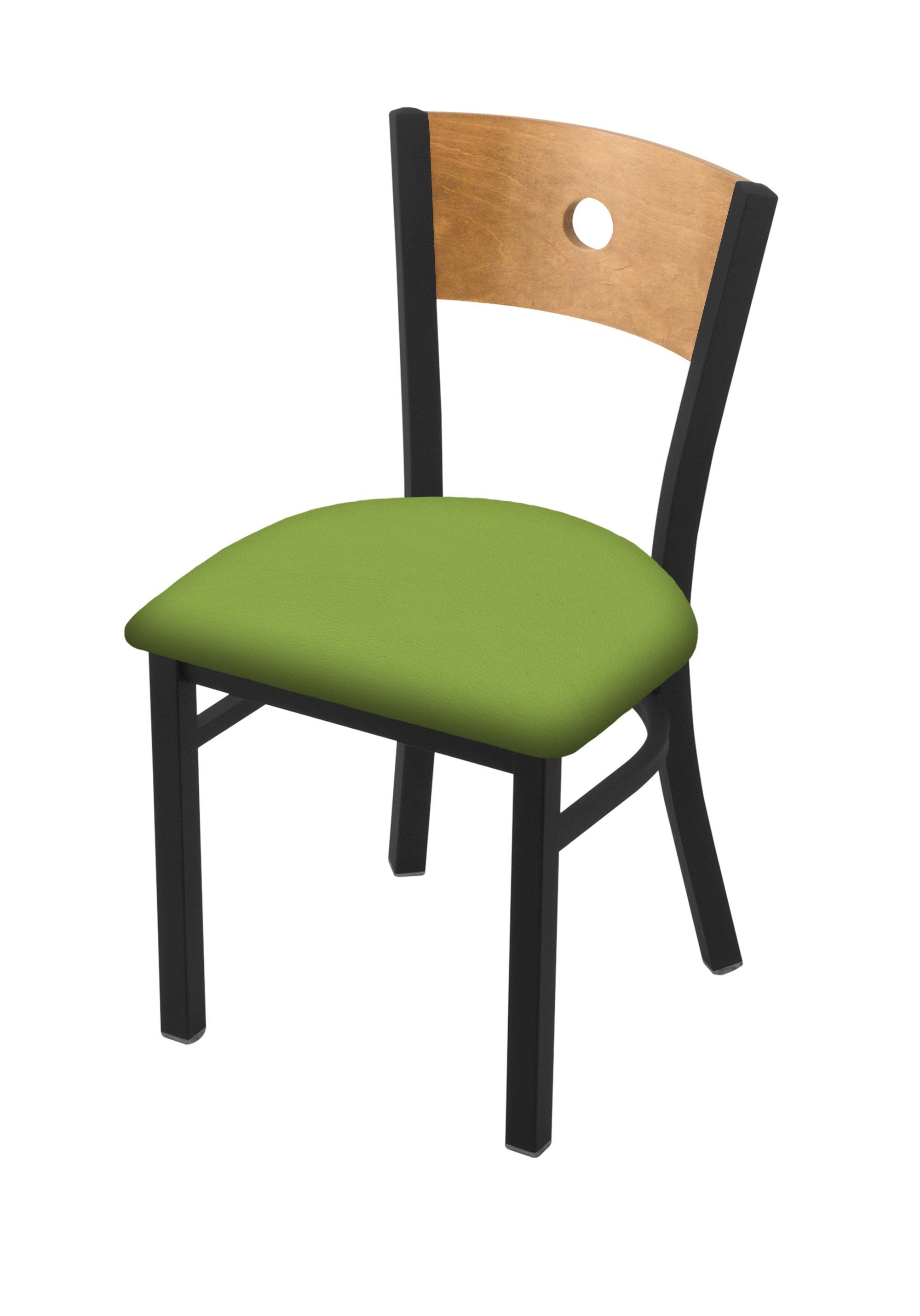 Holland Bar Stool 630 Voltaire 18x22 Chair with Black Wrinkle Finish, Allante Dark Blue Seat, and Medium Maple Back