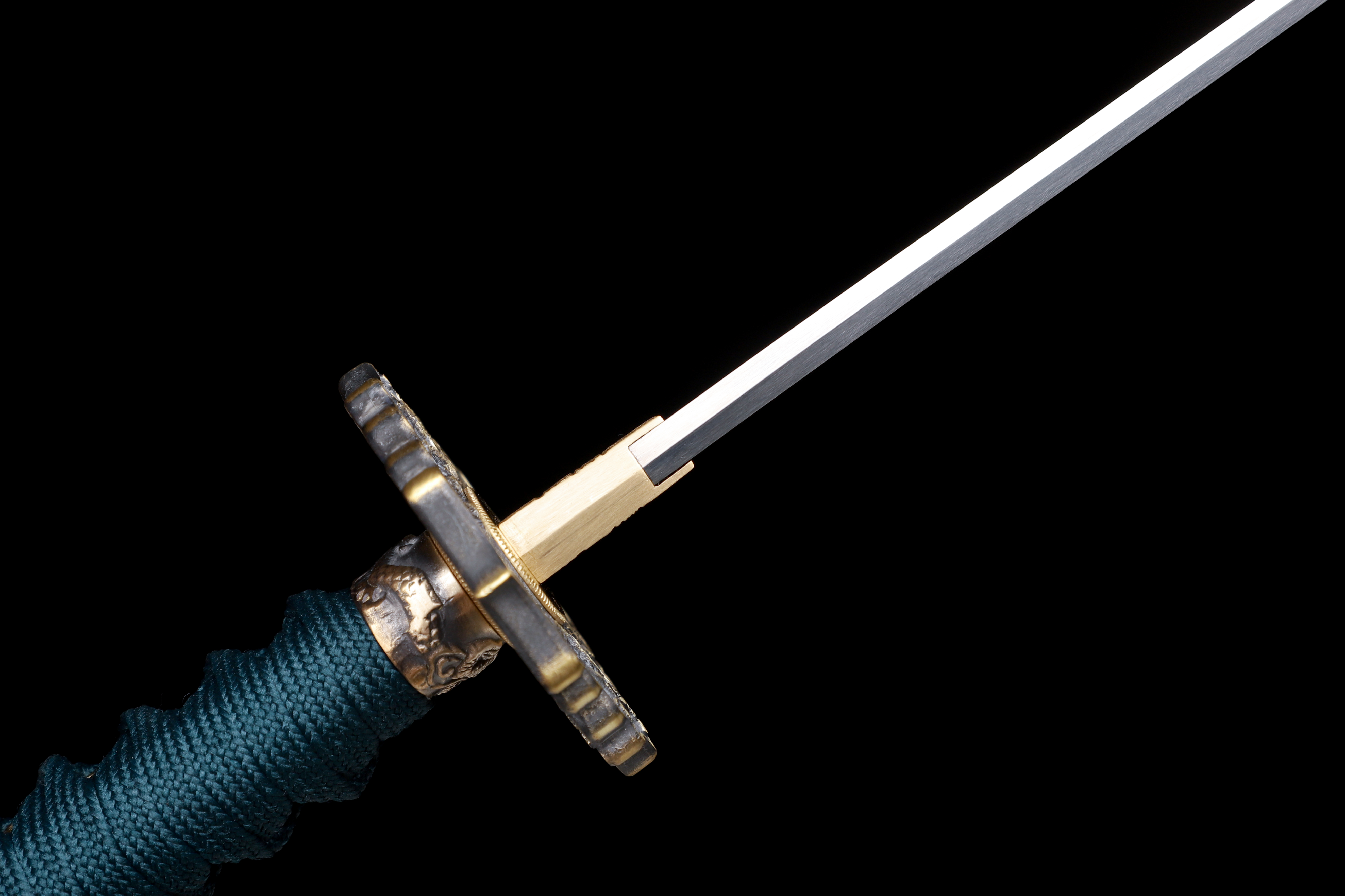 Handmade Katana 9260 Spring Steel Blue Edge Dragon Tsuba Full Tang