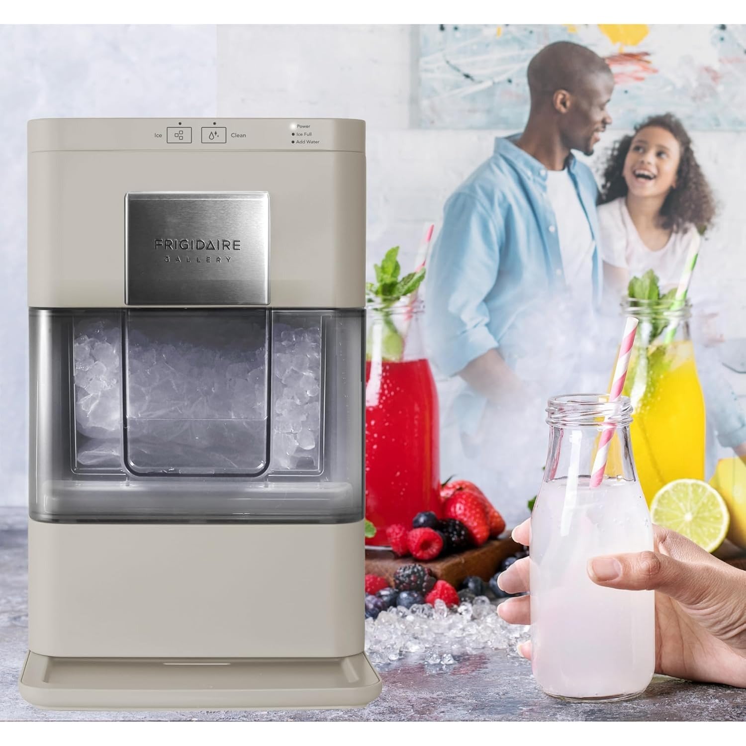 Nugget Ice Maker, Countertop Ice Machine with Transparent Window, Sonic Ice Maker with 44 lbs. Capacity, Auto Self Cleaning Ice Maker Machine, 2.0 Gen, Cream – 16.75D x 11.75W x 20.25H