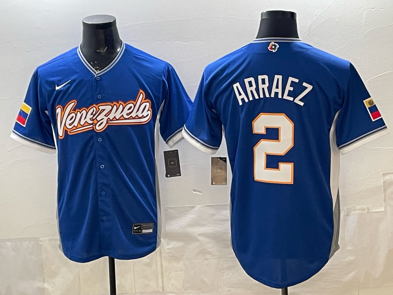 Men's Venezuela Baseball Luis Arraez #2 Royal 2026 World Baseball Classic Stadium Jersey