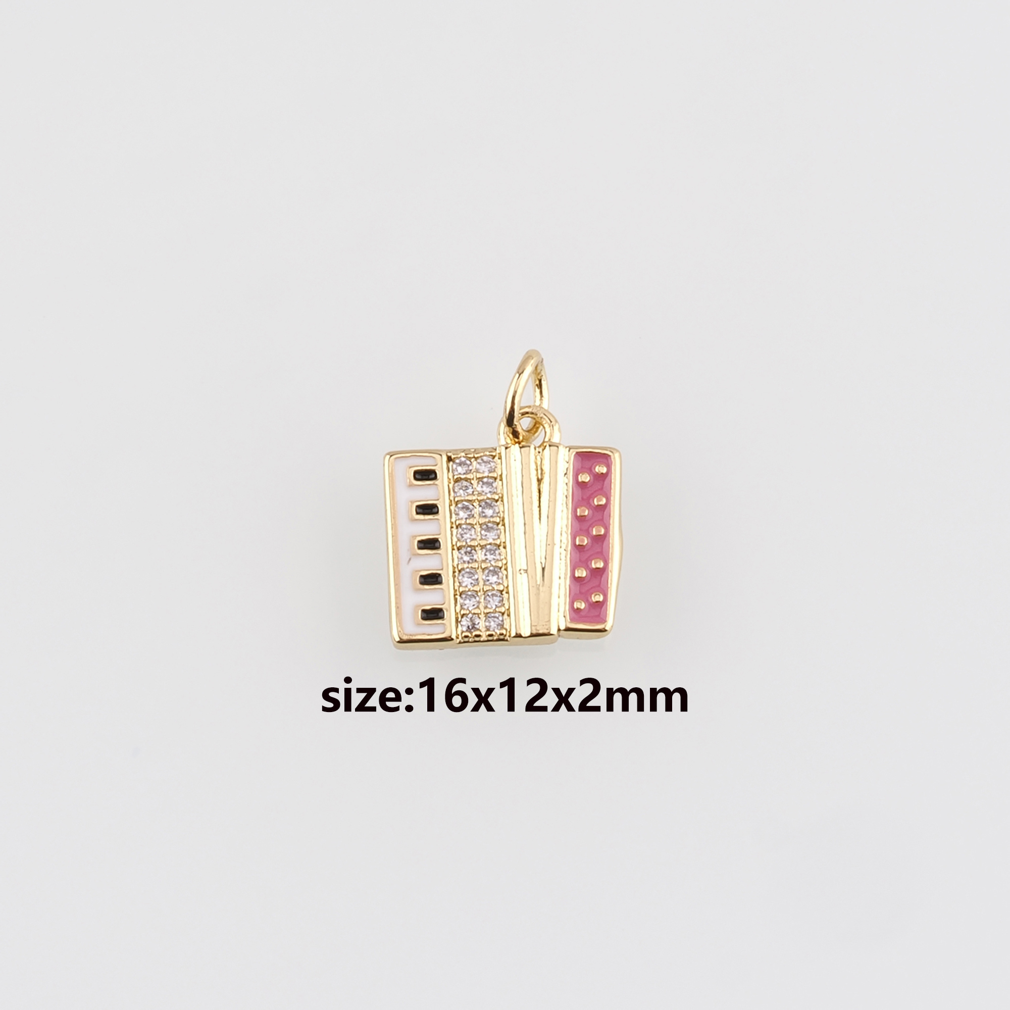 18K Gold Filled Electronic Piano Pendant,CZ Micro Pave Electronic Piano Charm Earrings Necklace for DIY Jewelry Making Supply