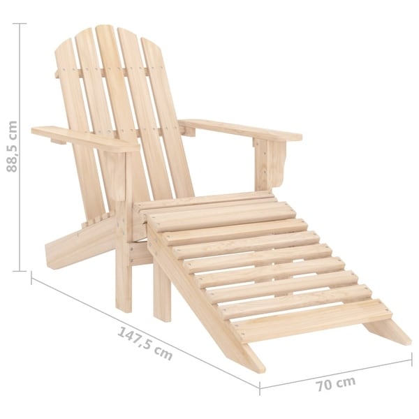 vidaXL Adirondack Chair Patio Adirondack Chair with Ottoman Solid Wood Fir