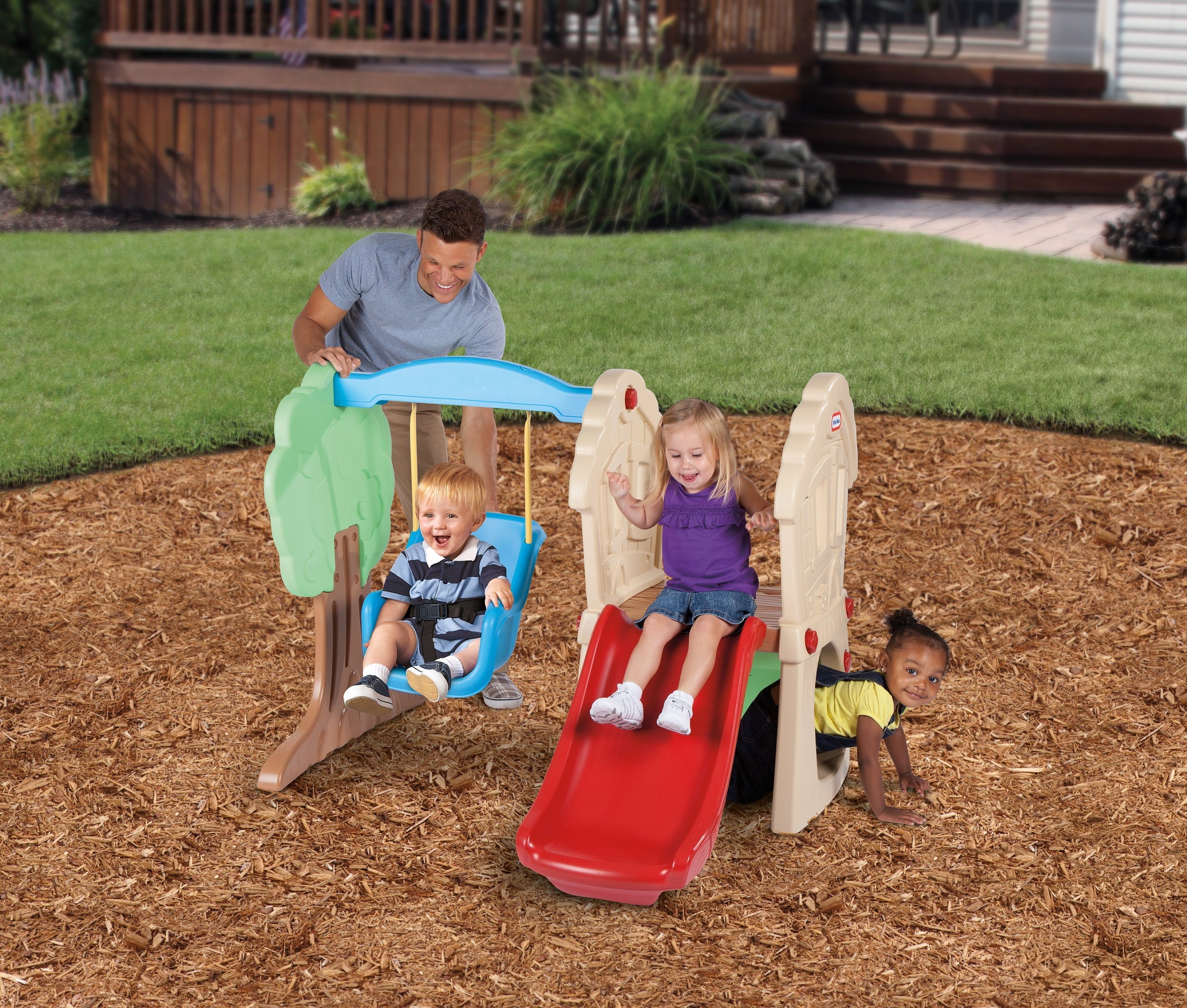 Little Tikes Hide and Seek Climber and Swing – Kids Slide Backyard Play Set