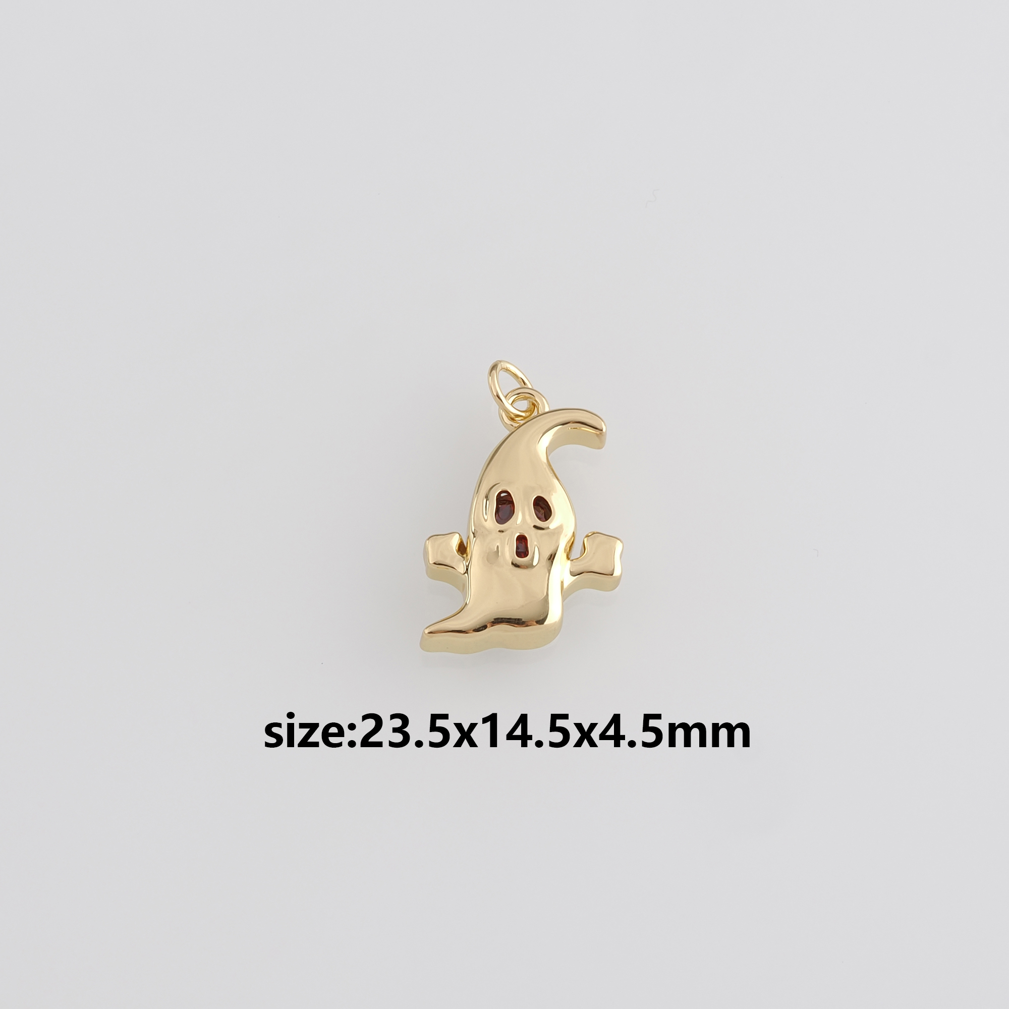 18K Gold Filled Ghost Pendant,Halloween Charm,Cute Ghost Earrings Necklace for DIY Jewelry Making Supply