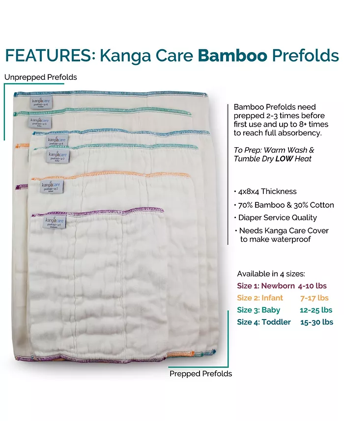 Kanga Care rayon from Bamboo Prefold Cloth Diapers (6pk) - Size 4 : Toddler Beige
