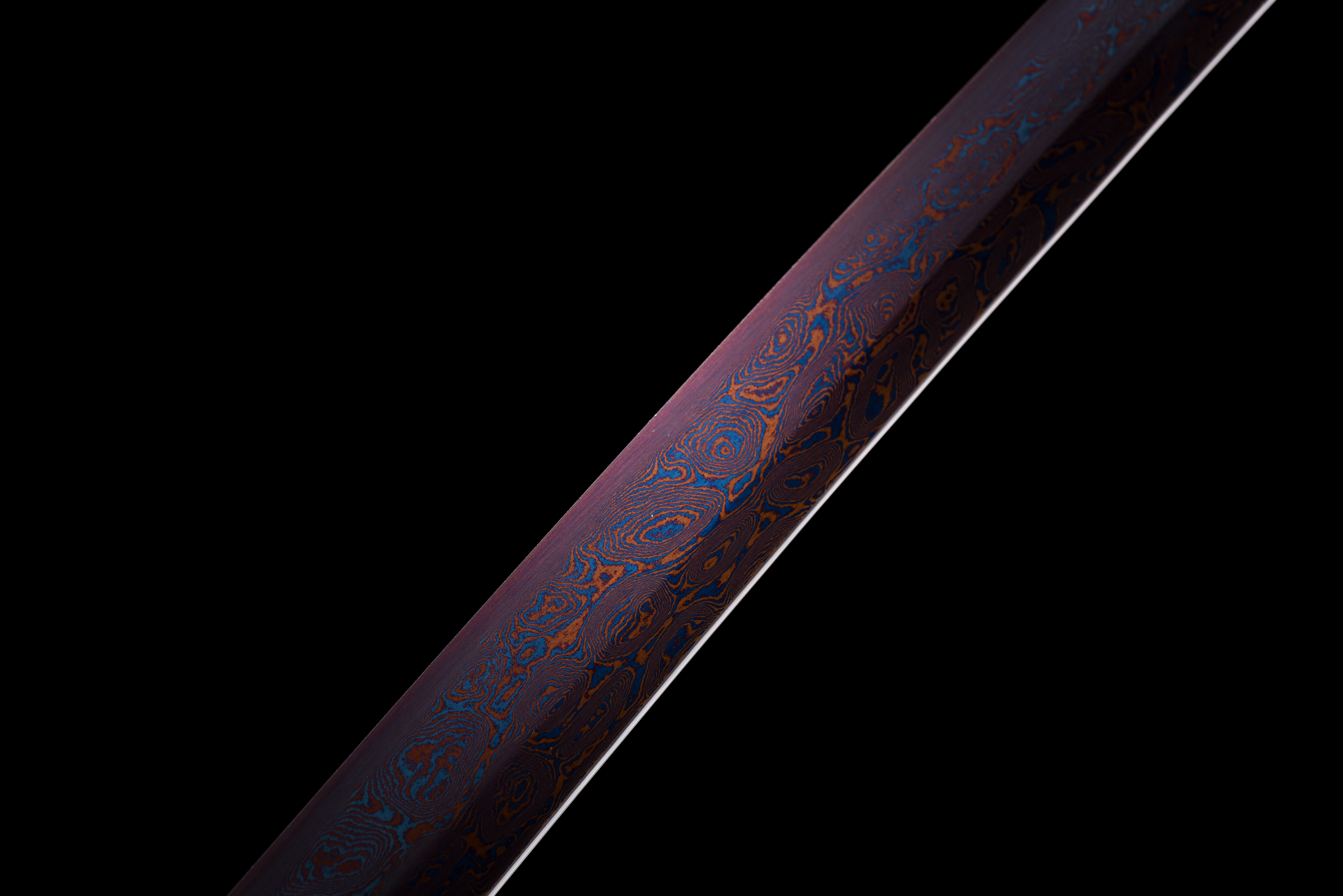 Dragon Katana – Blue Baked Damascus Steel, Full Tang