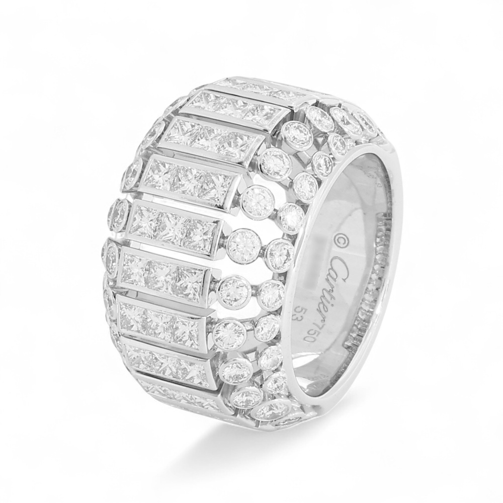 Cartier Couronne Princess Cut Diamond 18k White Gold Ring N4206600